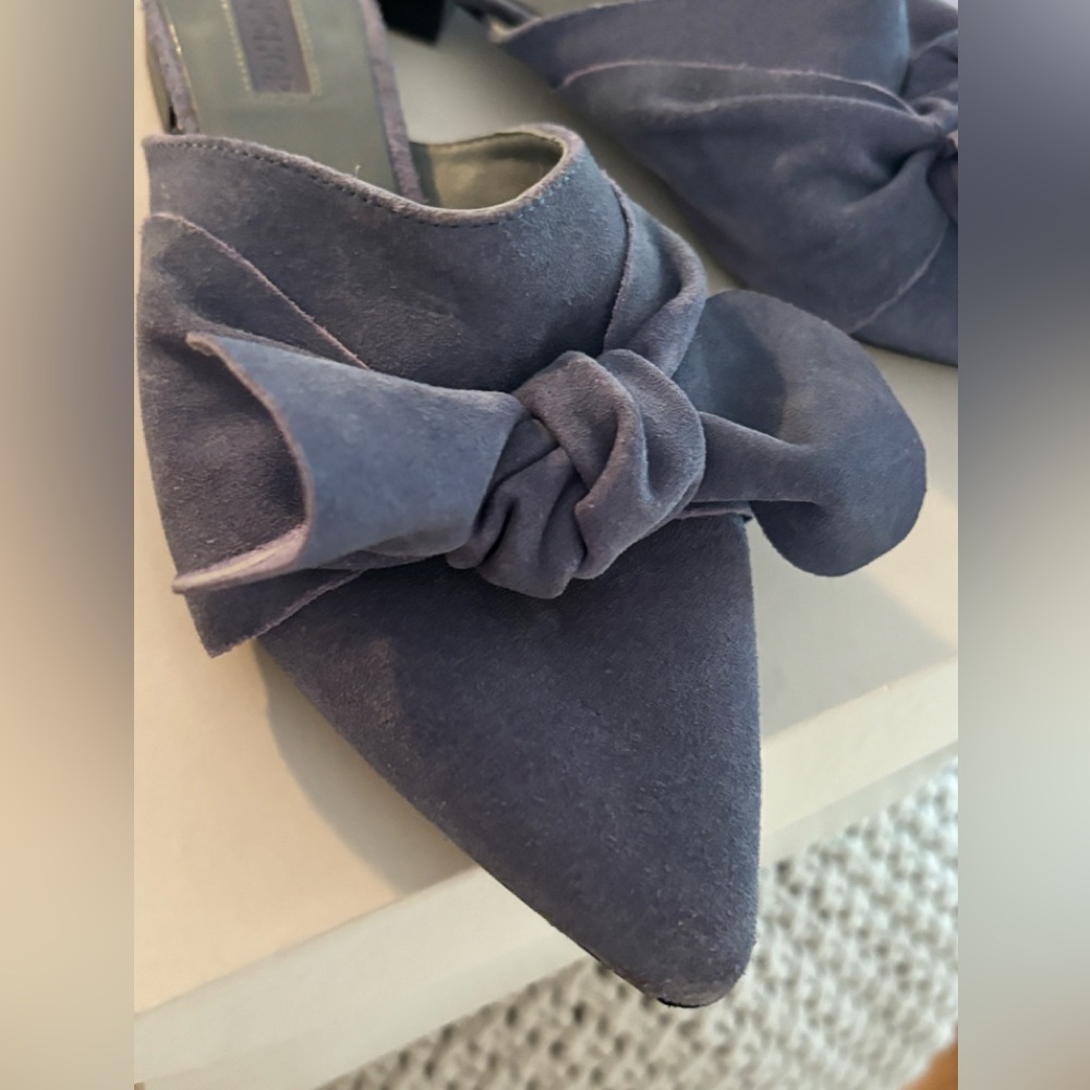 Top shop pointy toe suede mules with bows